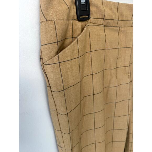 Straight Leg Skinny Tan Trouser Pant with Cuffed Ankles - Picture 8 of 9